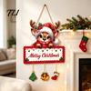 Festive Entrance Door Signs Christmas Winter Wooden Hanging Sign, Elk Snowman Decorative Plaque, Holiday Hangers Sign for Party Home Decor