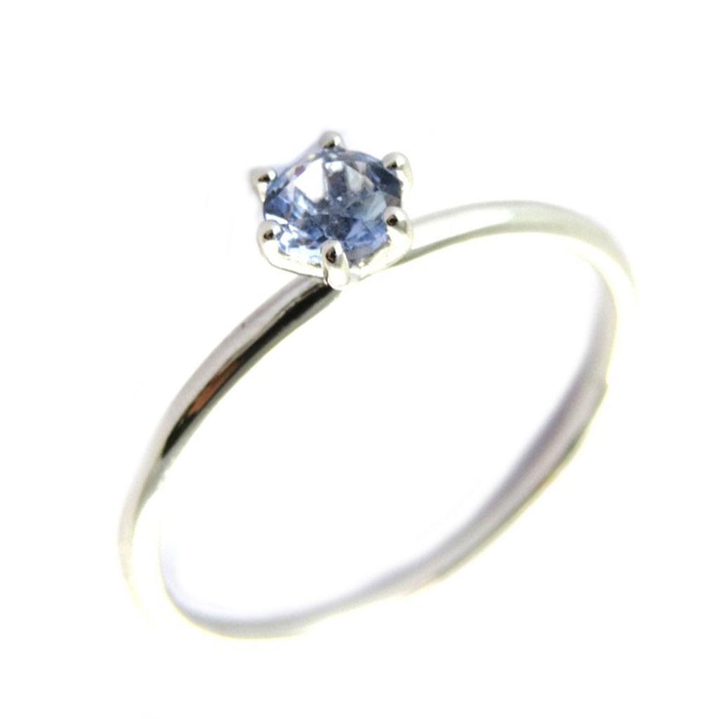 Stříbrný prsten 'Unique' modrý tanzanit (rhodium) - 4 mm
