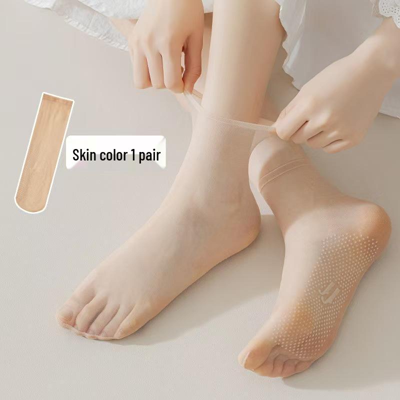 Lace Four-Leaf Clover Short Massage Stockings - Summer Styles in Flesh & Black