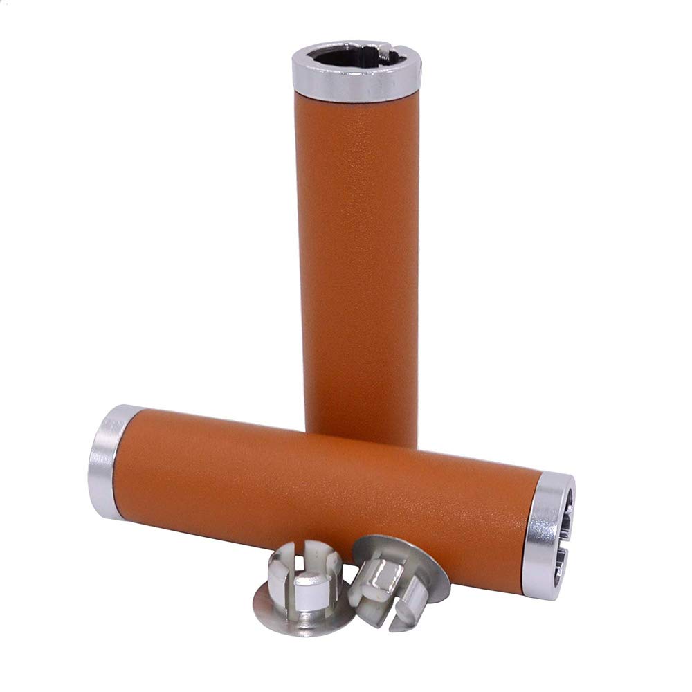 UPANBIKE Bike Grip 7/8" Leather Grip Double Lock Grip for