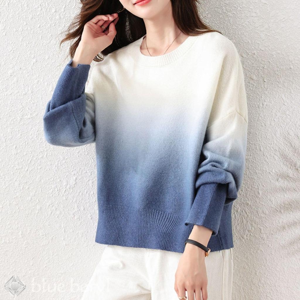 Blue Beryl Knit Top Gradient Sweater BB065-BL-L