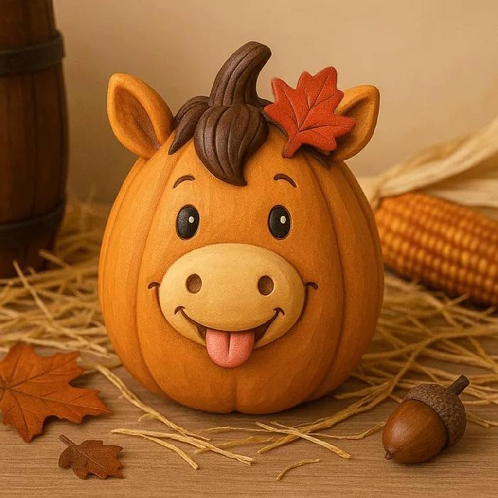 1Pc Farm Animal Pumpkin Figurines Funny Farm Animals Statue Farmhouse Pumpkin Figurines for Tabletop Home Party Decoration
