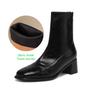 Krazing Pot Microfiber Square Toe Med Heels Elastic Boots Size 43 Slip On Women  Basic Design Ankle Boots