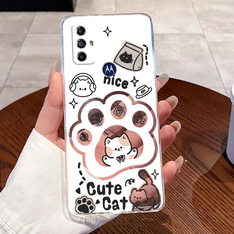 Jelly Casing For Motorola Moto G Play 4G 2023 Fundas Clear Silicone Soft TPU Back Cover Cute Cat Rabbit Heart Protective Case