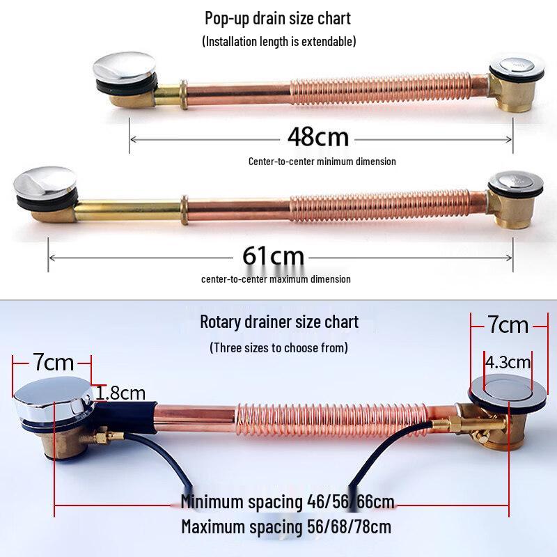 Bathtub Pop-Up Drain with Overflow (Chrome Finish)