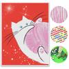 5D FullDrill Round Diamond Painting Kit Cute White Cat with Pink Yarn Ball Bedroom Decor Mosaic Craft Wall Art