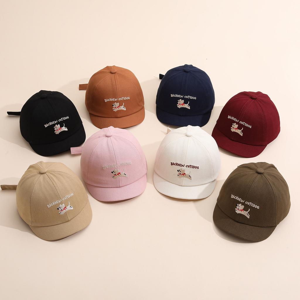 Adjustable Baseball Cap Embroidered Dog Pattern Cotton Fabric Casual Outdoor Hat Unisex Headwear for Everyday Use