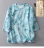 New Chinese style national style shirt summer 1116 new women's clothing stand-up collar five-quarter sleeve loose zen top women