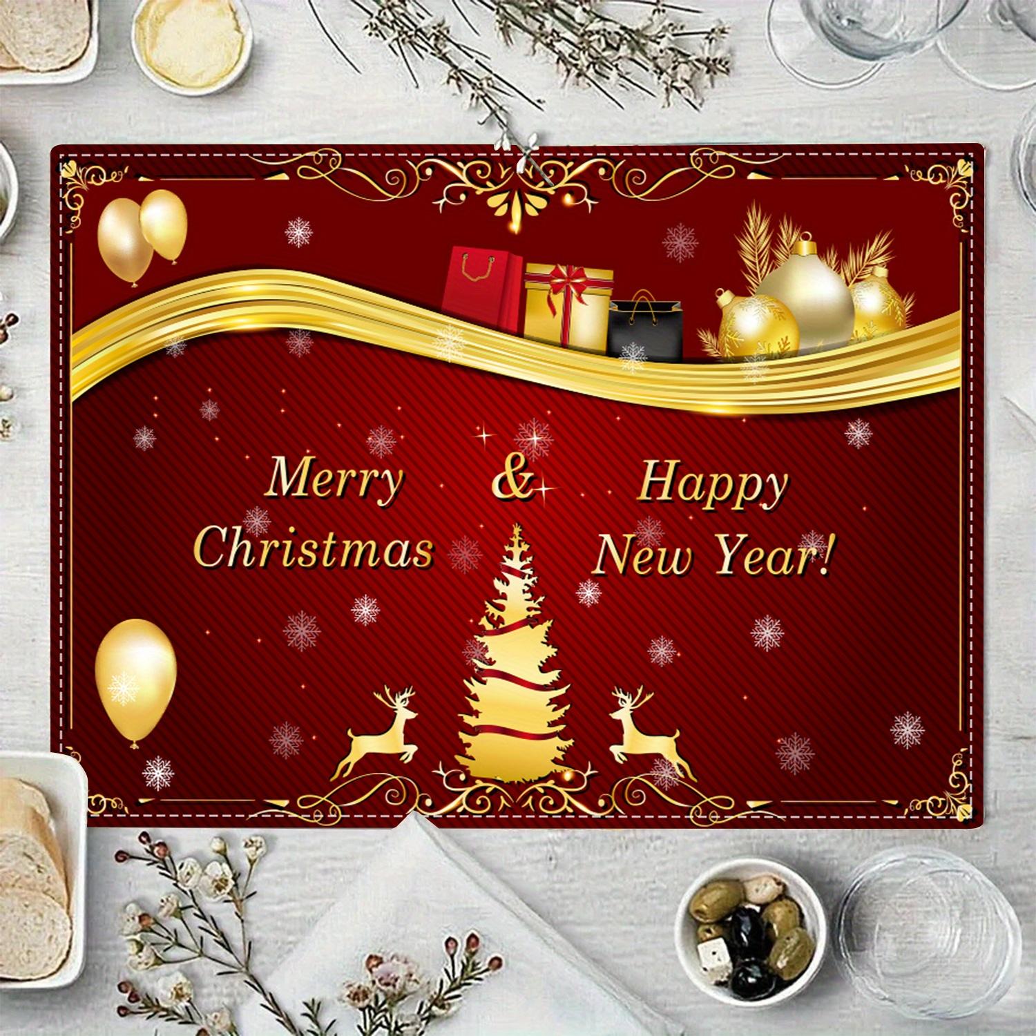 4/6/8/10pcs Christmas Placemats, Party Placemats Dining Tables Kitchen Placemats Home Decoration Linen Tableware MATS 4PCS