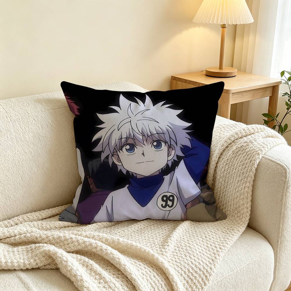H-Hunter x Hunter Killua Zoldyck Pillow Case Square Double-Sided Sofa Cushion Cover Bedroom Bedside Pillow