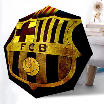 1pz Ombrello Pieghevole Automatico Apri/Chiudi Calcio Barcellona, Struttura a 8 Stecche Antivento, Ombrello Leggero da Viaggio per Donna/Uomo 52