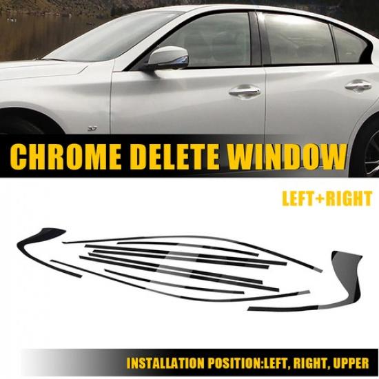 For Infiniti Q50 2014-2024 Glossy Black Window Chrome Delete Blackout Overlay US