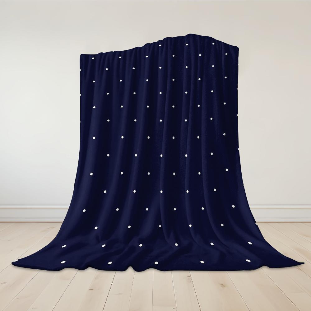 Midnight Dot Pattern Flannel Blanket Warm Soft Halloween Christmas Couch Warm Cozy Decorative Decor Gift for All Season