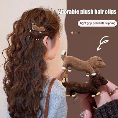 1/2Pcs Girl Hairpin Dachshund Dog Decor Hair Clips Side Bang Hair Pins Hair Accessory New Year Gift