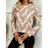Camiseta casual de moda para mujer con estampado 3D y cuello redondo de manga larga