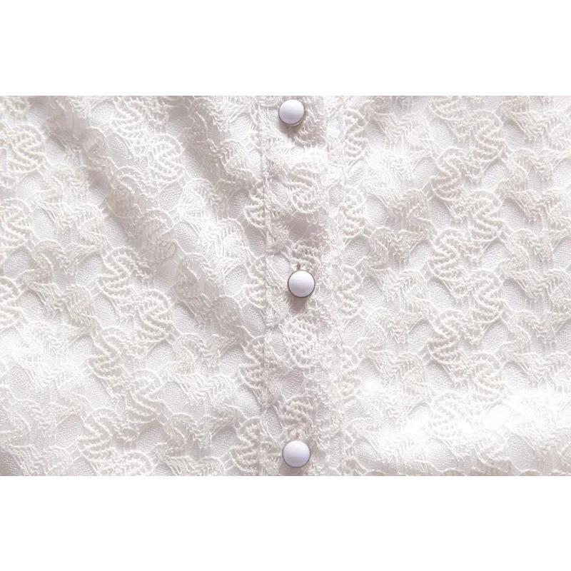 Mode Damskjorta Falsk Krage Slips Broderi Avtagbar Enfärgad Falsk Krage Slag Blus Topp Halv Skjorta Tillbehör