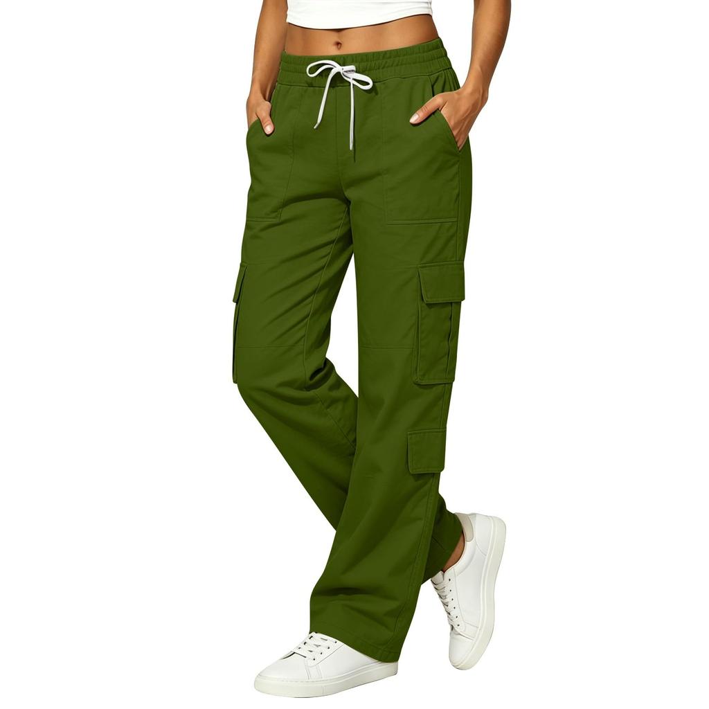 Women's Casual Cotton Linen Cargo Pants with Multi-Pockets for Everyday Wear