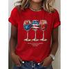 Fashion Women Retro Creative American Wine Glass Print T Shirt Funny Casual O-neck Short Sleeves T-shirt Summer Female Tee Shirt