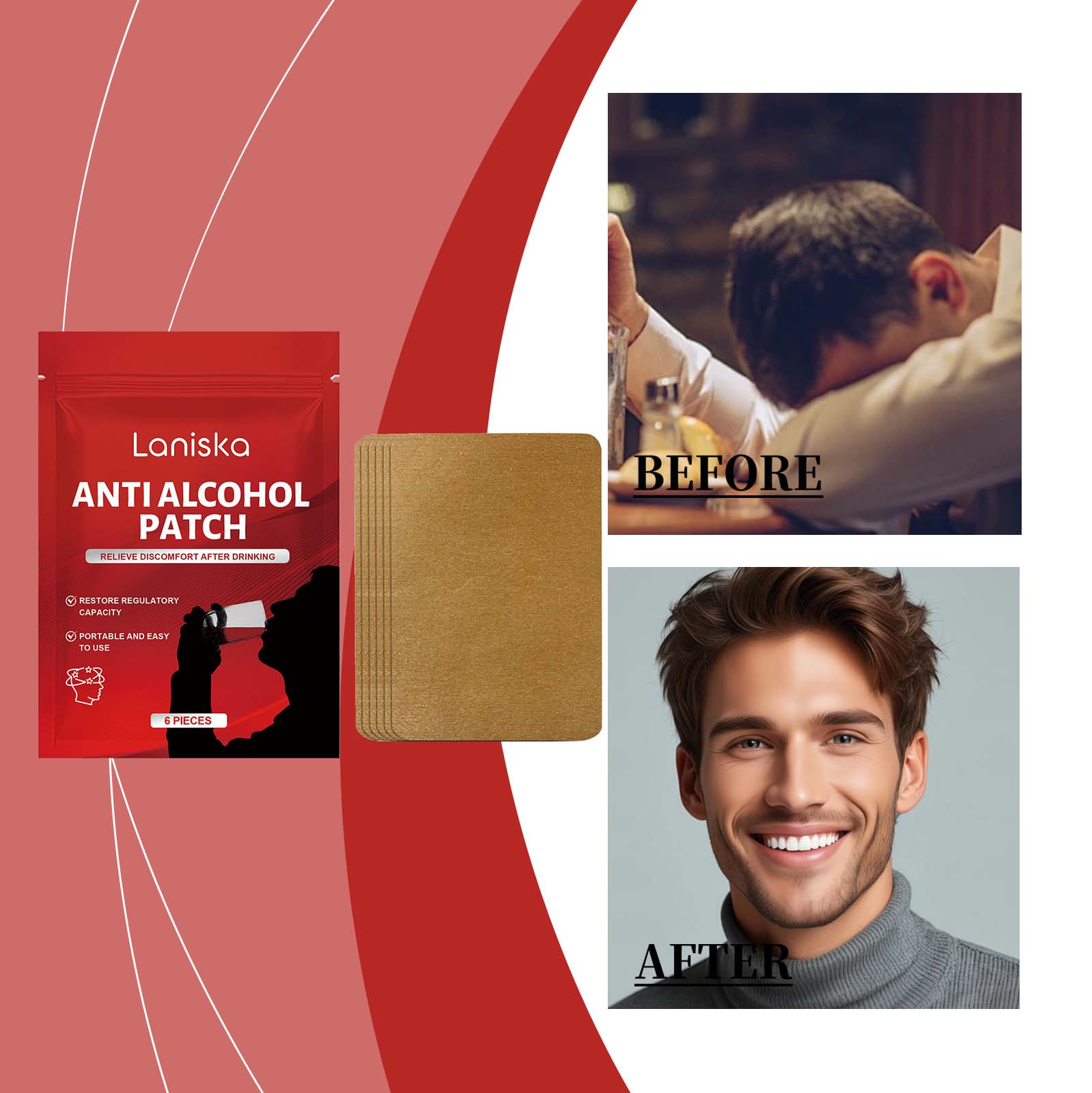 Патч для ухода за телом, Нежный травяной уход, Портативный и готовый к использованию, Восстанавливающий и комфортный патч One Size красный