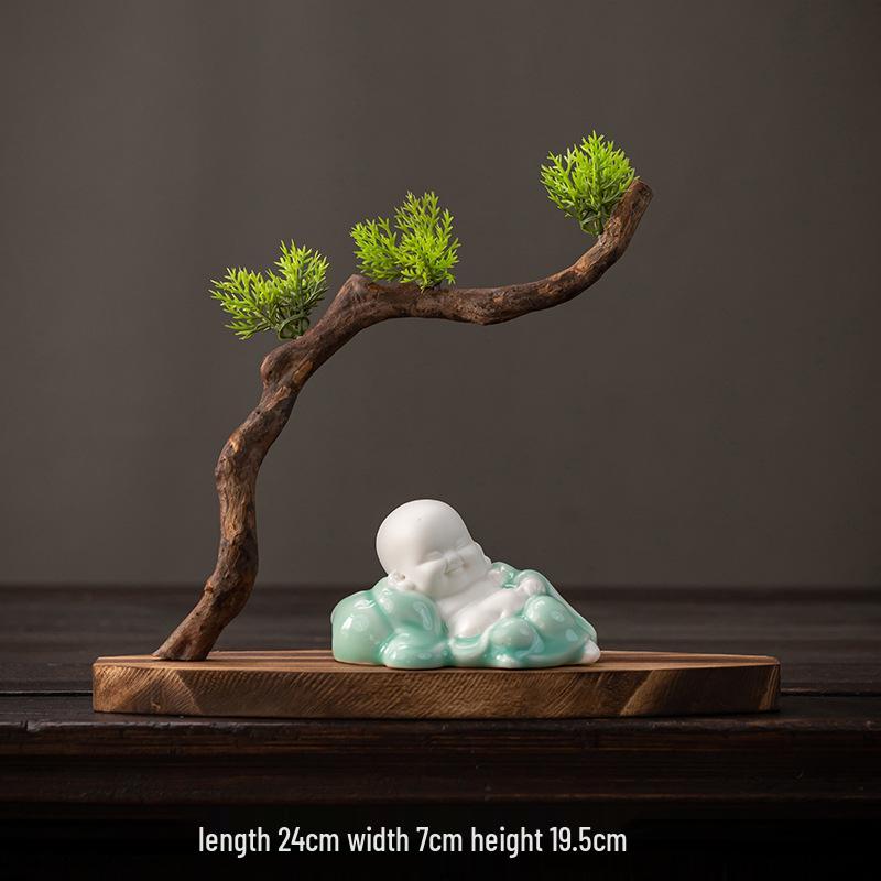 Solid Wood Root Carving Ornaments: Natural Zen Base for Home Decor