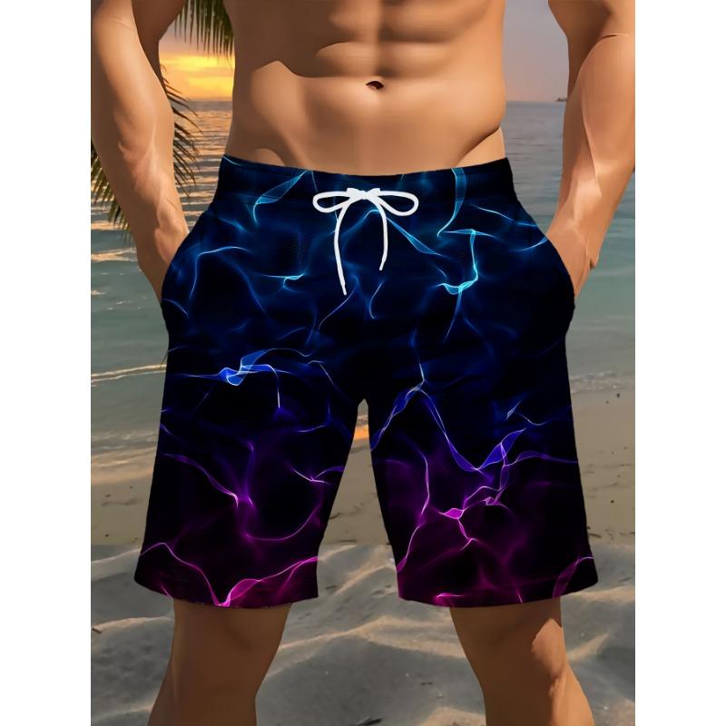 

Мужские пляжные шорты, узор с градиентным световым эффектом, 3D-печать, - повседневные, на завязках, из полиэфирного волокна, мужские плавки, мужские плавки S