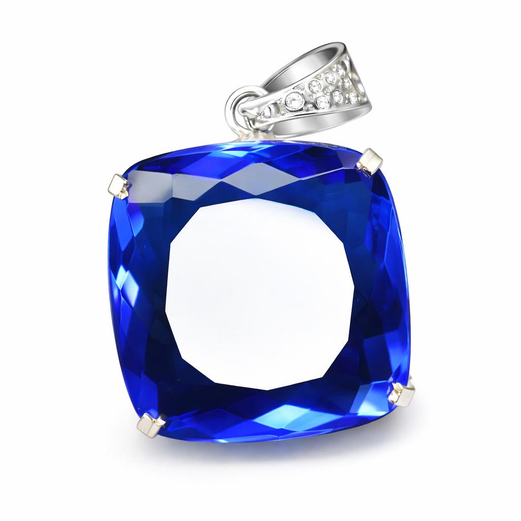 

CERTIFIED Blue Tanzanite Square Cushion Cut 91.90 Ct Lab Created Pendant Gems ,MY.PD-90-NS 26.9 mm Approx. зелений