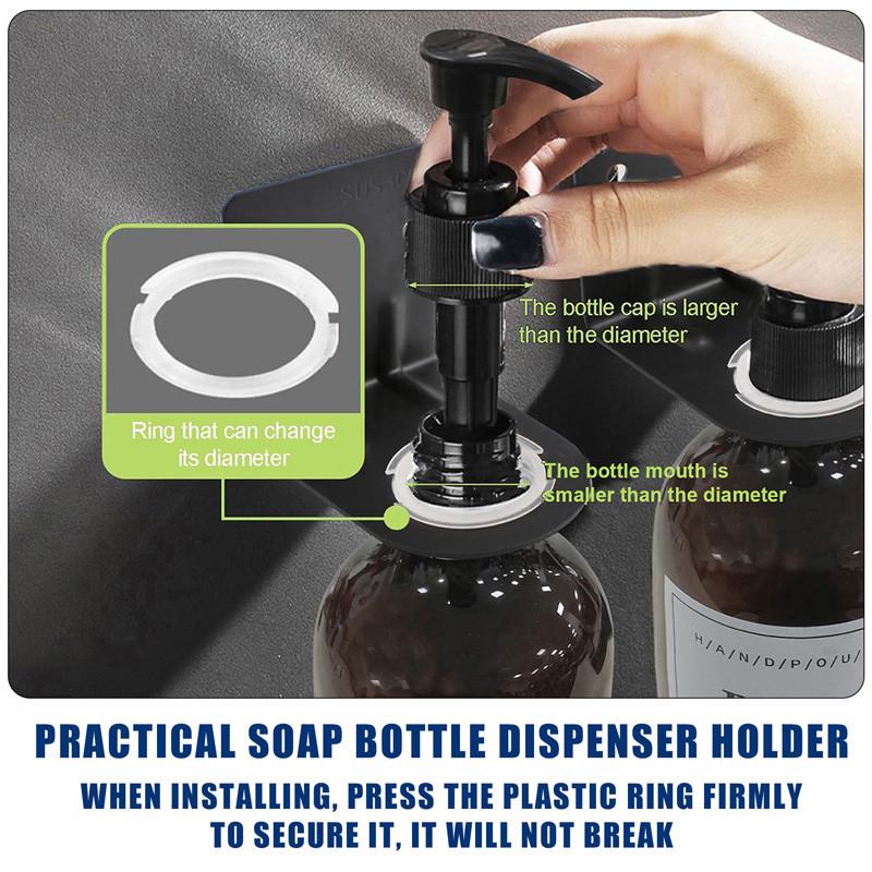 500ml Matte Black Lotion Bottle Plastic Refillable Bottle with Labels Wall-mounted Lotion Bottle Holder Shampoo Conditioner