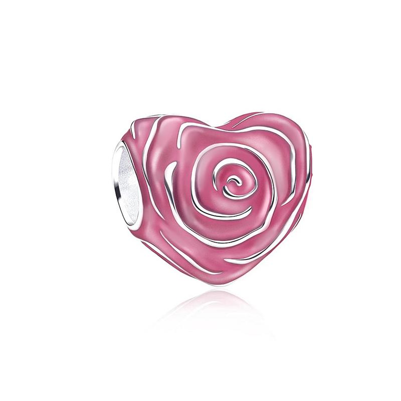 925 Silver-Plated Charms Jewelry Gift Sparkling Pink Air Balloon&Cherry Blossom Dangle Bead Fit Original Silver Bracelet