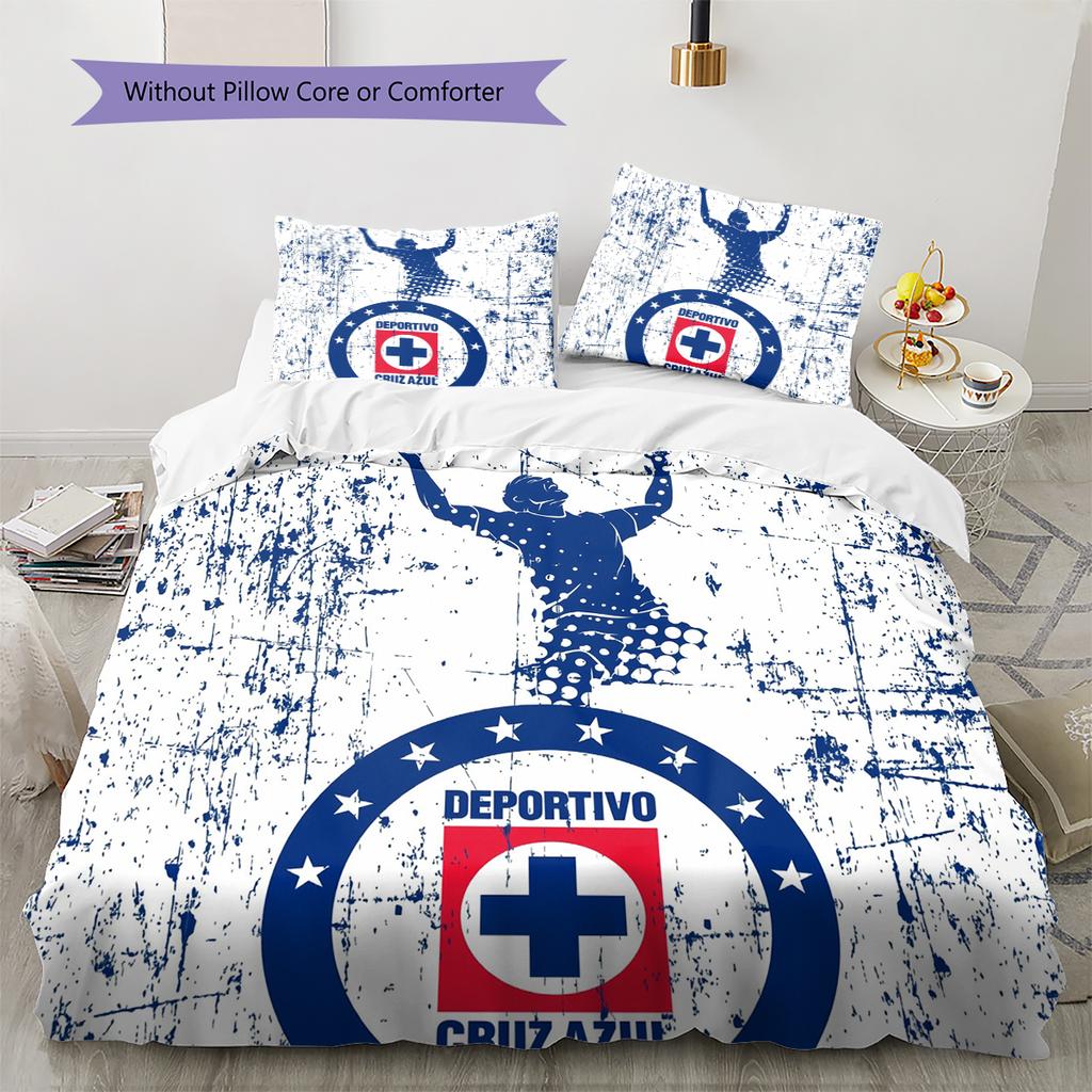 Cruz Azul Football Club Pattern Bedding Home Decoration Birthday Gift (1 * Duvet Cover + 2 * Pillowcase, Without Core)