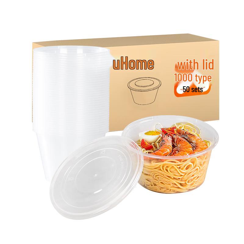 Temeiju Disposable Round Meal Prep Containers with Lids