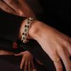 Art Deco Vintage Black Lacquer Emerald Diamond Bangle Bracelet for Women