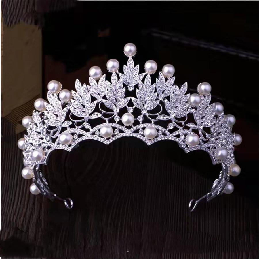 

Модные Элегантные Корейские Золотого Цвета Корона Аксессуары для Волос Роскошная Хрустальная Тиара Для Женщин Свадебный Головной Убор Свадебные Украшения для Волос