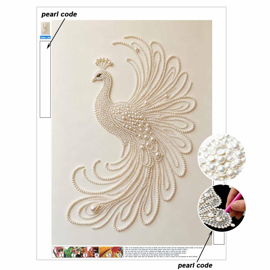 DIY Pearl Diamond Art Painting kits for Adult and Beginners, Elegant Peacock Sparkling Painting Craft Home Wall Decor handmade Gift