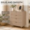 Bedroom Chest of Drawers Fluted Dresser Gold-Tone Handles Natural