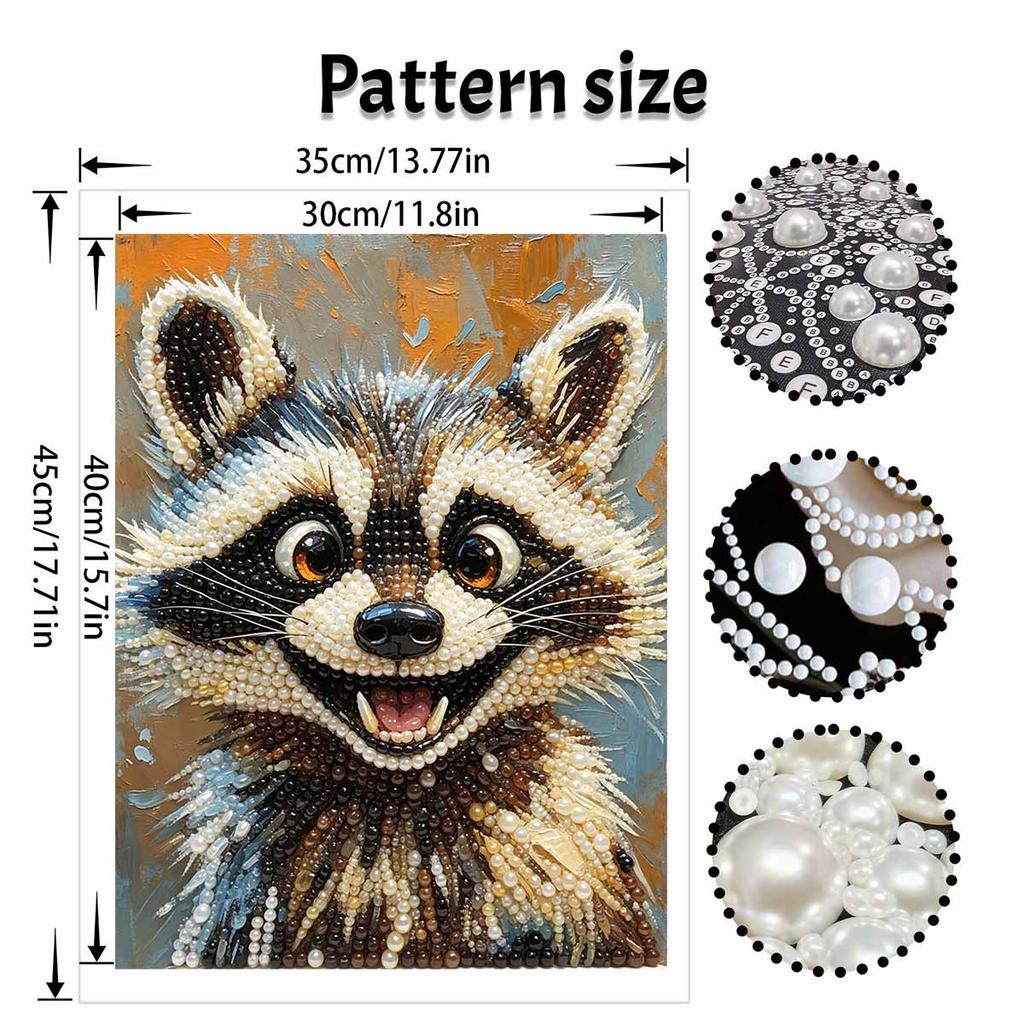 Pearl Painting Diy Sticky Diamond Creative Cute Raccoon Animal Portrait Diamond Painting Kit Living Room Hanging Painting
