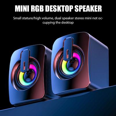 HIFI Stereo Microphone Speaker PC Speaker USB Wired Caixa De Som With RGB Lights Volume Control 3.5mm AUX-in Desk Audio System