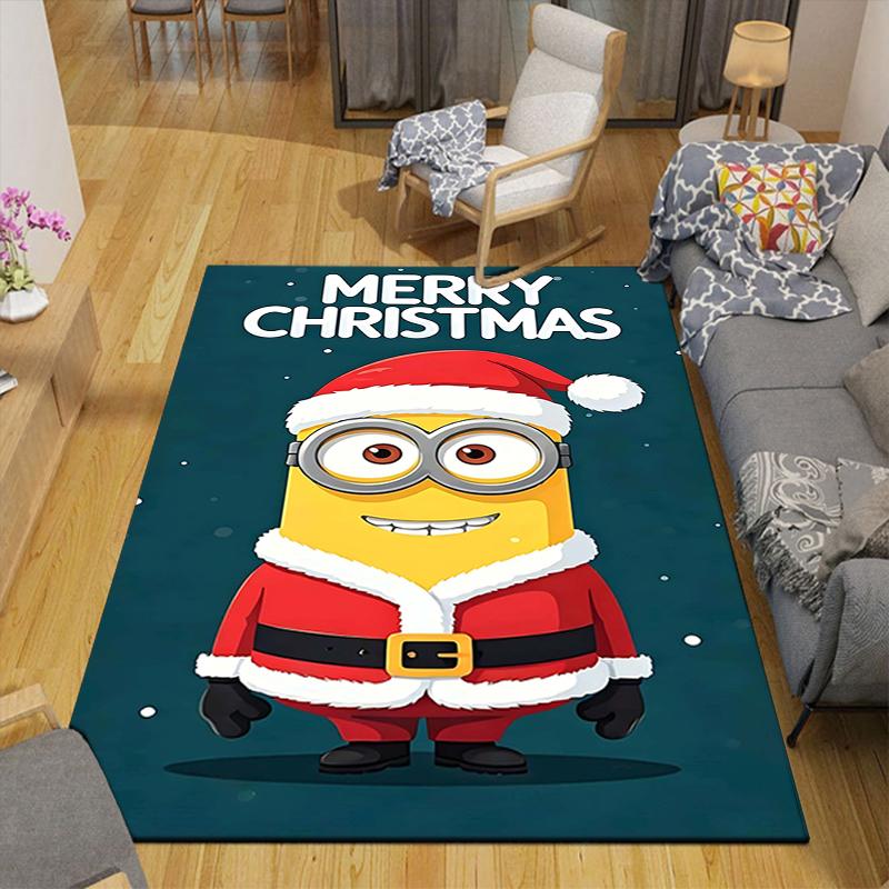 1Pc Christmas Minions Celebration Rug Office Carpet Indoor Outdoor Doormat Nonslip Soft And Comfortable Living Room Christmas Halloween Gift D91858