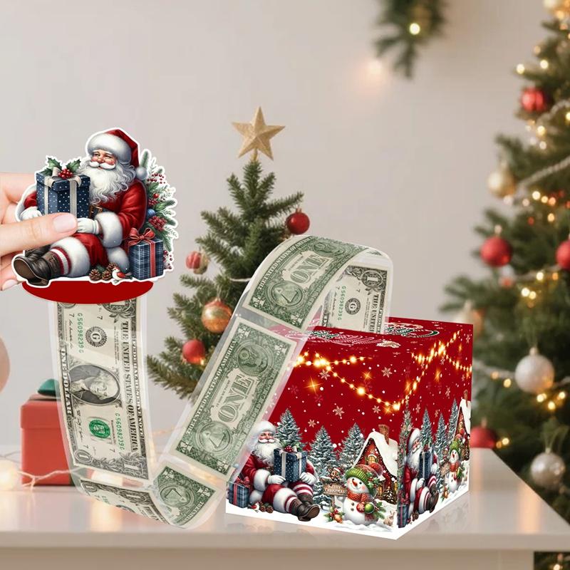 Vánoční dárková krabička s penězi Šťastný nový rok 2026 Dekorace Překvapení Krabička na tahání peněz Vánoce Navidad Dárek Santa Clause Peněžní obálka