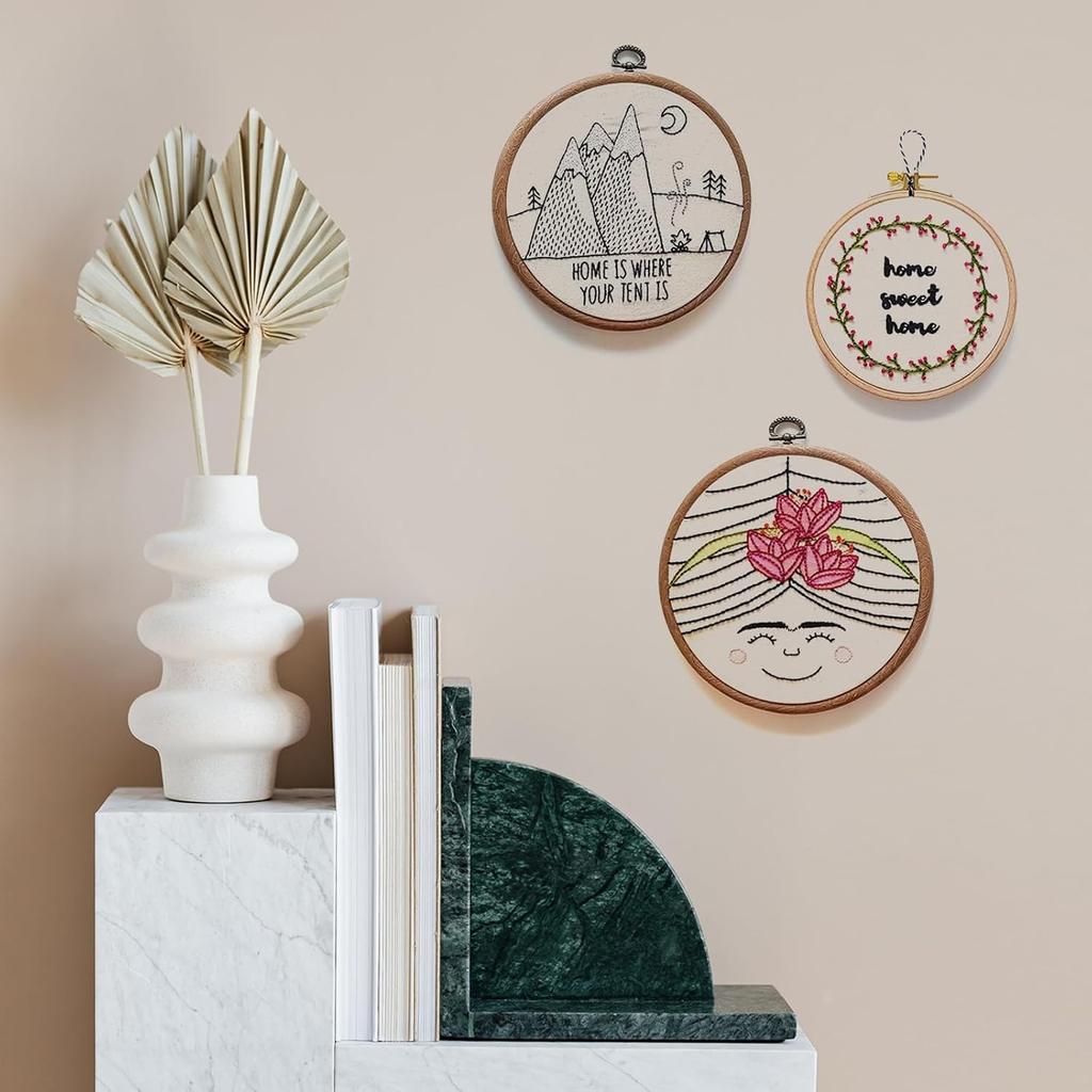 PATIKIL 6x4.7inch Embroidery Hoops, 5Pieces Imitated Wood Oval Frame Cross Stitch Hoop Ring for Embroidery Art Craft Sewing Ornaments Hanging