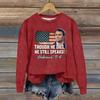 Ladies Fashion Casual Long Sleeve Printed Round Neck  Pullover Top