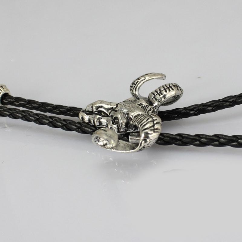 Elegant Black Bolo Tie with Bull Pendant Cowboy Bull Necktie Western Necklace Cool Bola-Tie Western Cowboy Costume