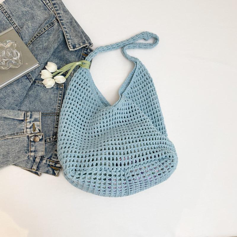 Borsa a Spalla Trendy Dolce all'Uncinetto con Ciondolo Tulipano Borsa a Mano Vuota per il Tempo Libero, la Spiaggia, le Vacanze da Donna Borse a Shopper Intrecciate KTB