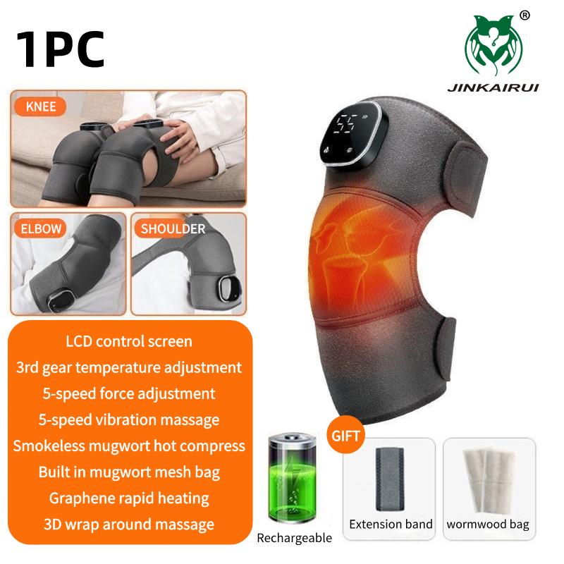 

JINKAIRUI 3 в 1 универсальный электронный массажер для плеч, локтей и коленей, вибрационная грелка, обертывание, артрит, суставы ног, горячий компресс, лучший подарок