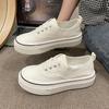 Thick Soled Women Canvas Shoes White Low Cut Casual Designer Sneakers with Versatile Straps