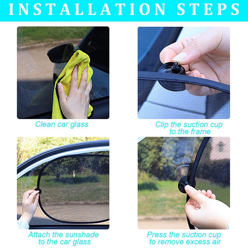 Mesh Car Sunshade with Black Suction Cups, 100x50CM - UV Protection & Heat Insulation for Back Window