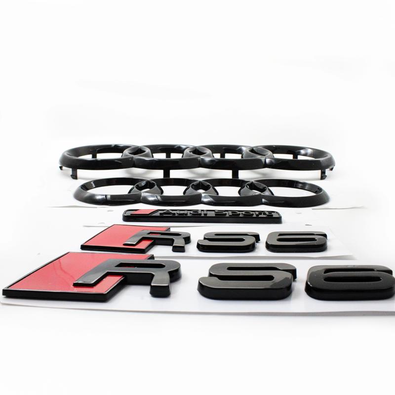 4 Ring Logo 273mm 192mm ABS Car Styling For B RS6 2016-2020 Hood Front Bonnet Grill Rear Trunk Emblem Badge Sticker Accessory