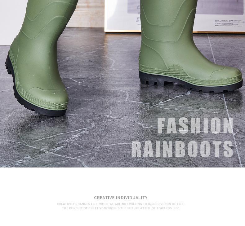 Męskie Wodoodporne Kalosze do Połowy Łydki, Z Podszewką z Polaru, Antypoślizgowe, Trwałe Gumowe Buty.