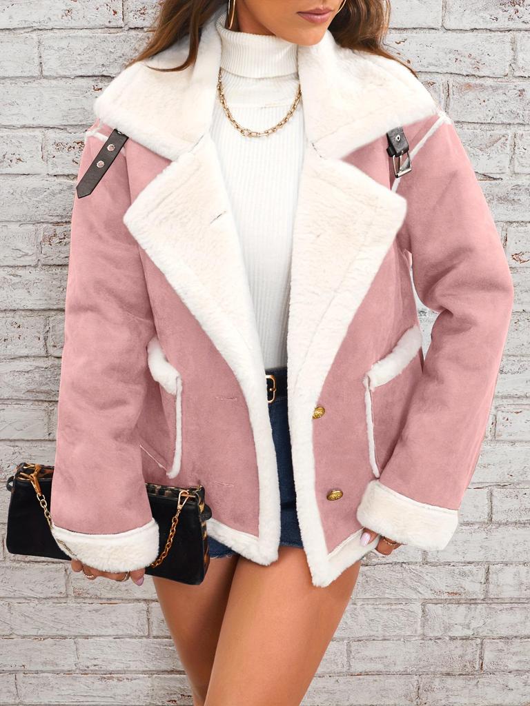 2024 Fashion Turn-Down Collar Plush Winter Warm Casual Jacket