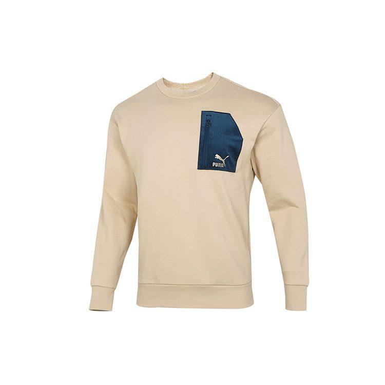 PUMA Sweatshirts Men's Khaki Crew Neck Moderate Regular 535130-12