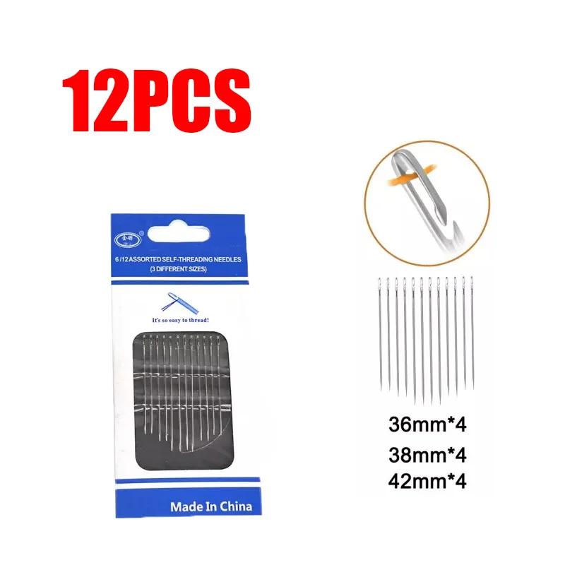 

12/24Pcs Blind Sewing Needles Elderly Big Hole Stainless Steel Needle for Sewing Household DIY Jewerly Beading Threading Needles
